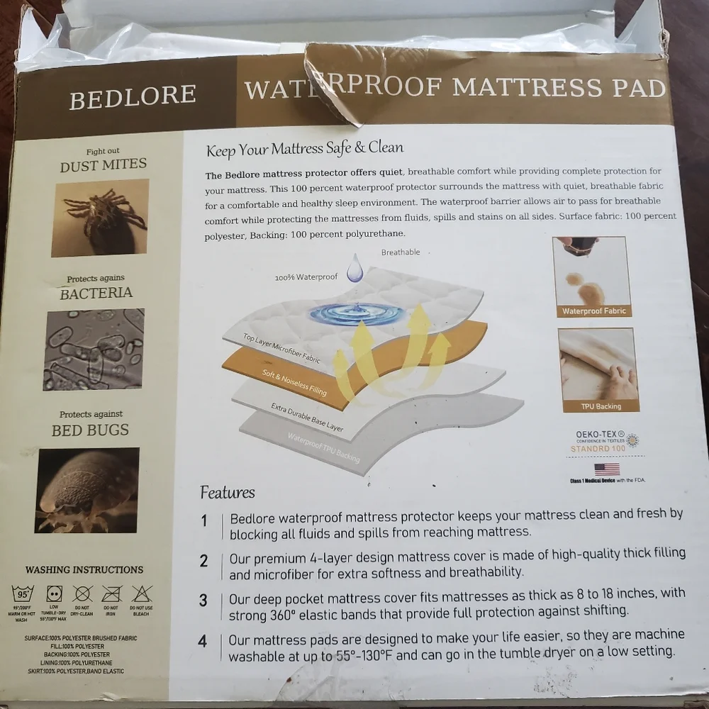 Waterproof mattress pad for cribs New in original package protects again…